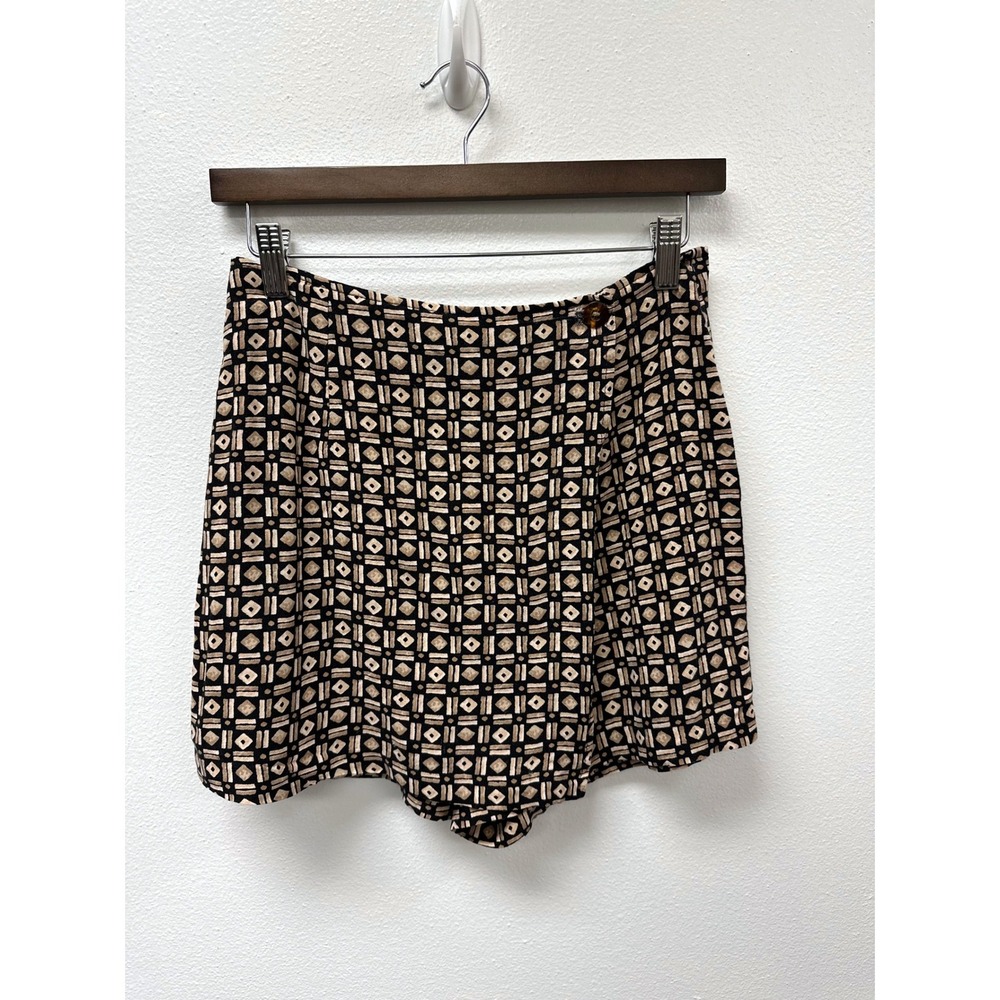 Vintage A. Byer Geometric Print Skort Tan Brown S